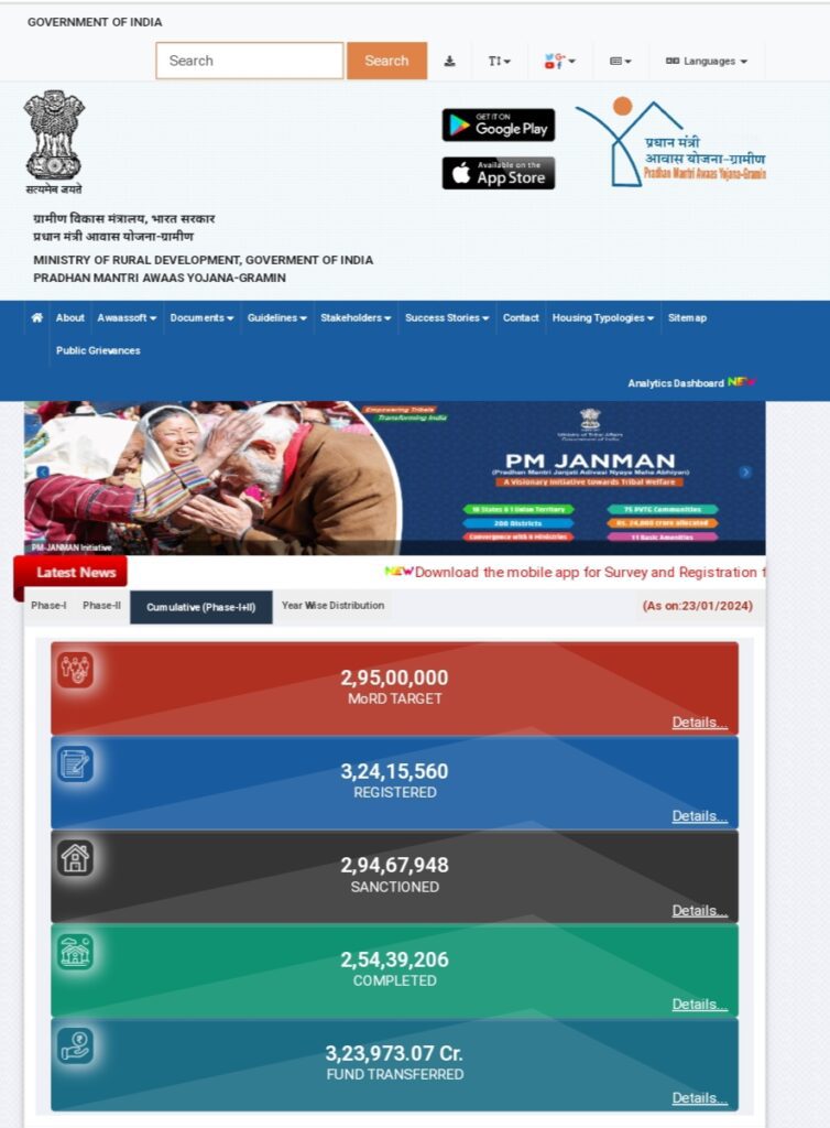 Homepage of Pradhan Mantri Gramin Awas Yojana 